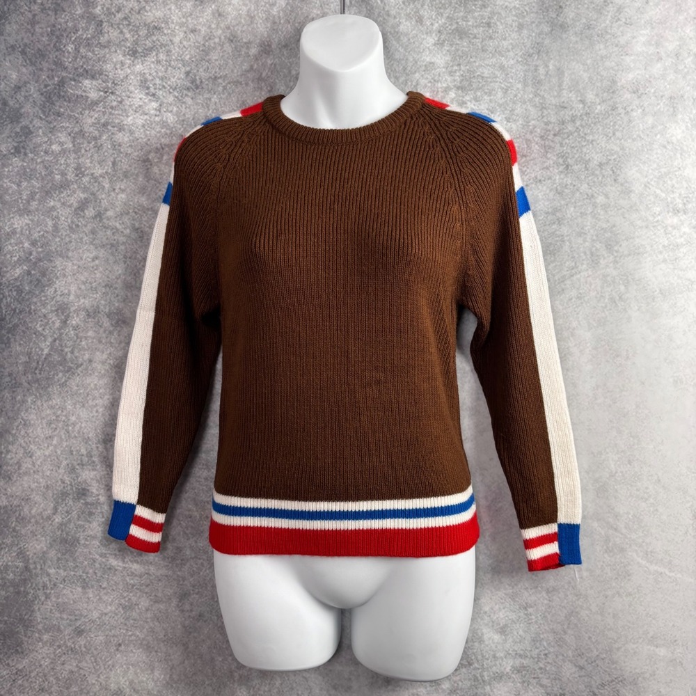 Vintage Retro‎ Y2K Andros Acrylic Red White Blu Brown Striped Sweater